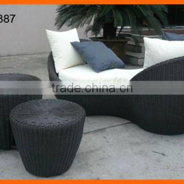 Two Seat Lounge Daybed Rattan Peanut Bed Sets