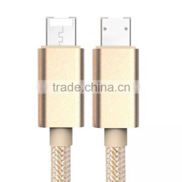 Made in China universal golden braided micro usb cable for audio devices