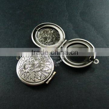 27mm Vintage Style Antiqued Silver Flower Photo Locket Pendant Charm DIY Supplies 1113026