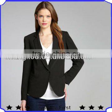 wholesale clothing lady suit woman black single button padded shoulder lady suit