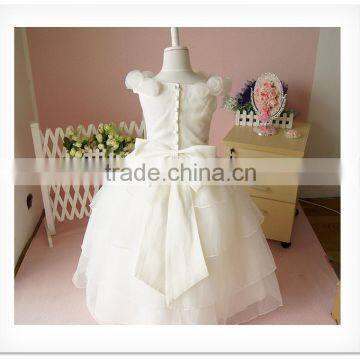 Fancy White Layered A-Line Scalloped Sleeveless Customized Vestidos Girl Dress for Wedding FG004 Flower-girl-dress-patterns photo-2