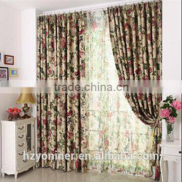 traditional floral print blackout curtain for home curtain, curtain for interior decoration flame retardant and blackout curtain