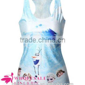 2015 cartoon printed hot selling women tank tops, women vests in summer,t shirt