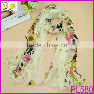 2016 New Fashion Cheap Flower Chiffon Scarf Elegant Style Spring Summer Silk Scarves Shawl Women