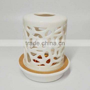 2016 Wholesale White Cylinder Shape Burner /hollow Out Ceramic Incense Burner
