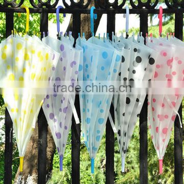 Long handle plastic logo customized promotion umbrella dot printing cheap folding umbrella