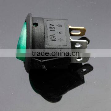 Green Neon 3 Pin 4.8mm Terminals 12V 16A Universal LED Illuminated Car Button Lights ON/OFF Round Rocker Switch Dash Boat Van photo-5