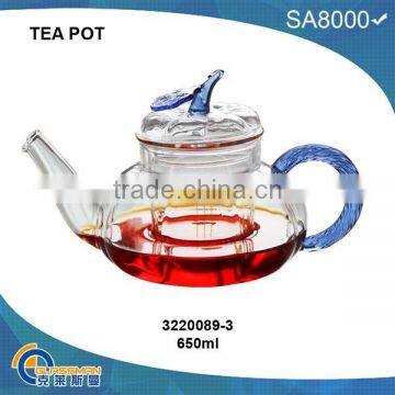 TP089-3BL(650ML),heat resistant glass teapot