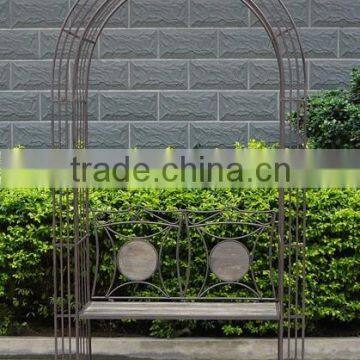 Antique Brown Garden Bench With Arbour photo-4