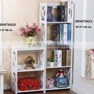 4 Layers Wood-Plastics Composite Storage Shelf, Book Shelf, White photo-2