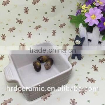 Wholesale Stocked Ceramic Square Bakeware Stoneware Plate With Two Handle photo-5