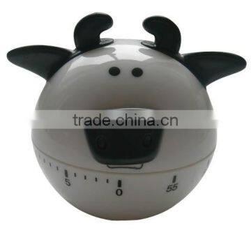 Plastic cow shape desk kitchen timer/mechanical timer