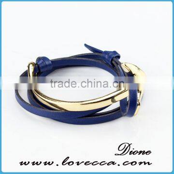 Fashion Jewelry Wholesale Leather Steel Anchor Hook Bracelet Men ,Custom Jewelry Leather Nautical Bracelet photo-3