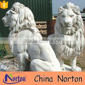 life size modern marble lion statues for villa decor NTBM-L122X