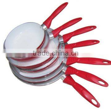 7pcs Red Color Ceramic Aluminum Fry Pan