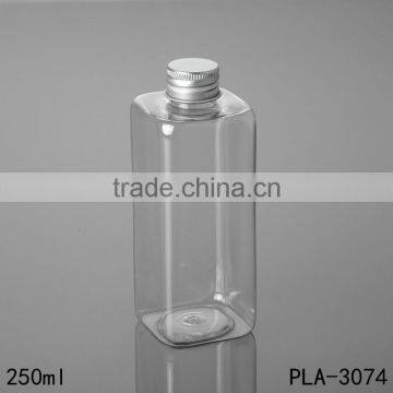 250ml Pet Bottle Silver Aluminum Cap Square Clear Water Plastic Bottle Cosmetic Packaging Factory Price Wholesale photo-2