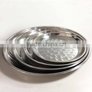Wholesale Flat Bottom Elegant Seafood Tray Stainless Steel Plate Set