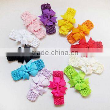 Factory wholesale in stock softtextile resilient stretchable baby hair accessories /hair bow