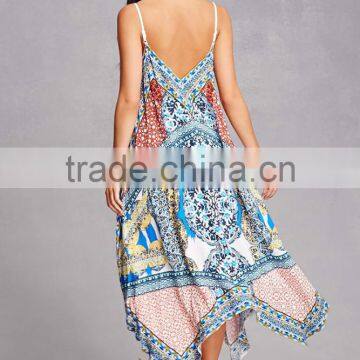Top Sell Wholesale Cheap V-cut Neck and Back Handkerchief Maxi Dress photo-3