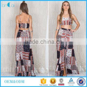 High Quality Printed Hippie African Print Skirts And Dress Kaftan Designs Two Piece Sets