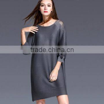 Women high elastic raglan sleeve oversized folding dress