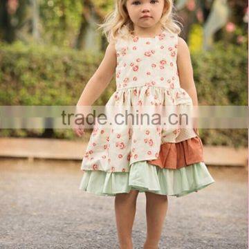 Hot Sale Baby Girls floral Dress Clothing children's cotton baby clothes infant baby girl dress girls' ruffle dress