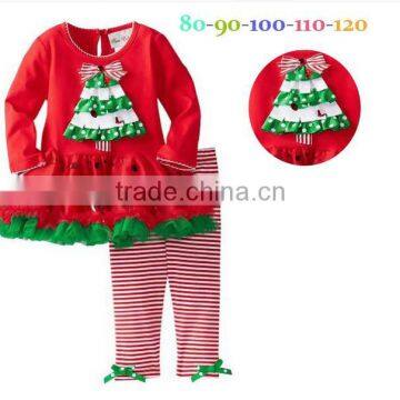 Wholesale children christmas boutique clothing lovely and cute baby chirstmas tree clothes new year clothing