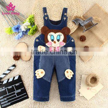 Kids Sling Denim Pants Cartoon Vest Children Trousers Fit 1-2-3T baby Unisex