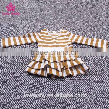 Mustard White Stripy Cardigan And Coffee Polka Trousers Girl Sweet Spring Clothing Sets LBYTZ001-40 photo-2