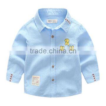 S33466W Full Sleeve Casual 3-8 Years Old Turn-down Collar White Blue Boys Blouses photo-3
