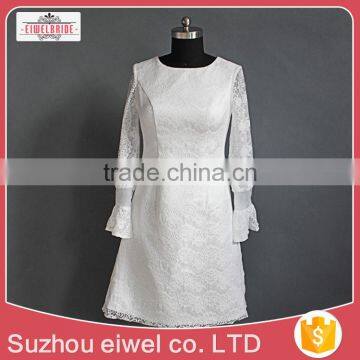Long Sleeve Lace Applique Bridal Wedding Dress photo-2