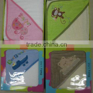 towel hooded with emb/baby hooded towel/hooded towel for children/baby towel