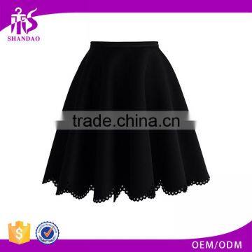 2016 Guangzhou Shandao Supplier Summer High Fashion Hot Selling Casual Short A Line Ruffle Black Cotton Skirt For Women