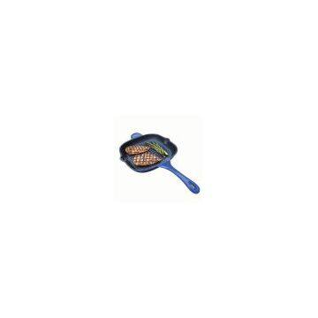 Square cast iron grill pan with helper