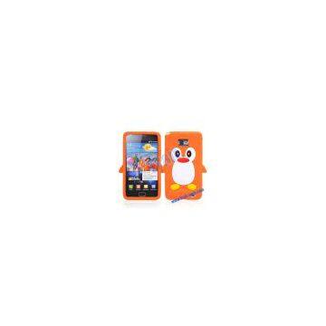 Cute Penguins Pattern TPU Case for Samsung Galaxy S2 i9100(Orange)