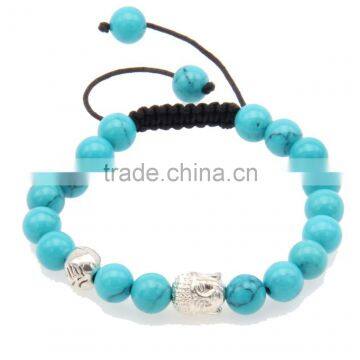 Turquoise Beads Lace Up Buddha Bracelet Religion Tibet Charm Jewelry