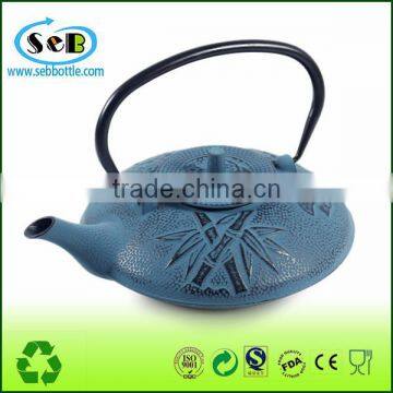 Embossed Bamboo Blue Antique Cast Iron teapot/Koodee Metal