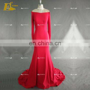 Custom Made Off Shoulder Long Sleeve Design Evening Dress With Long Sleeve