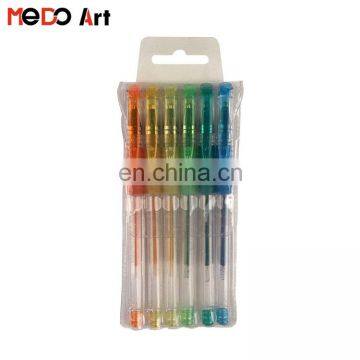 Customized Logo Printed Finest Metallic Color Gel Pen Set 6 for Artistic Creation