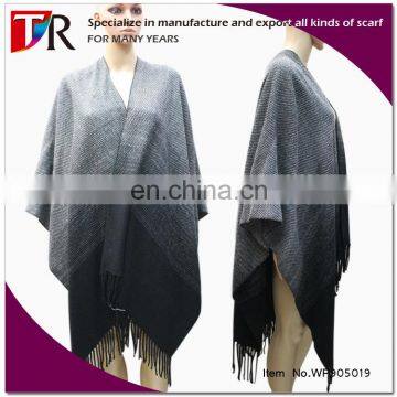 OEM custom color blocking design winter wool scarf and shawls for women