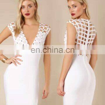 Women Sexy Sleeveless Deep V Hollow Out Cocktail Clubwear Party Mini Bandage Bodycon Dresses photo-3