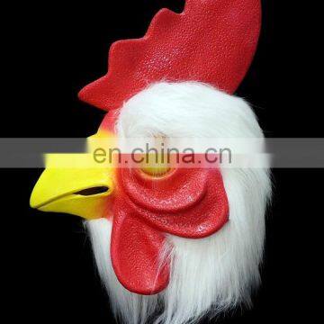 White Latex Rooster Adults Mad Chicken Cockerel Mask photo-3