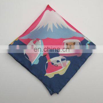 100% Silk Pocket Square With Colorful Design Hand Rolled Hem