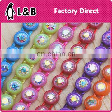 colorful Single row Plastic Neon Rhinestone Banding