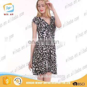 2016 Latest Casual Dress Leopard Print Smart Ladies Vintage clothing