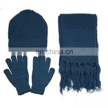 Custom Winter Hat Knitted Gloves 100%arcylic Scarf Set With Embroidery photo-4