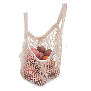 Creatiee 5Pcs Net Cotton String Shopping Bag, Reusable Mesh Market Tote Organizer for Grocery Shopper Produce Storage Beach Toys Fruit Vegetable - Less Plastic(5 Colors) (Short Handle 2)