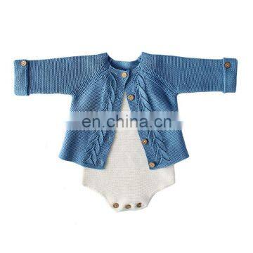 Baby Long Sleeves Cardigan And Romper Set 100% Cotton Outfit Toddler Girl Winter Clothes