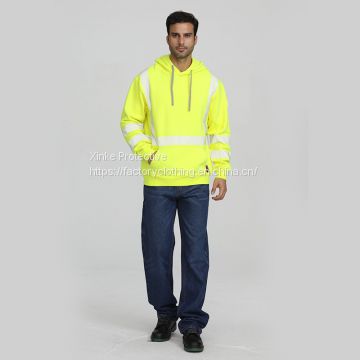 Long sleeve safety work shirt with hood