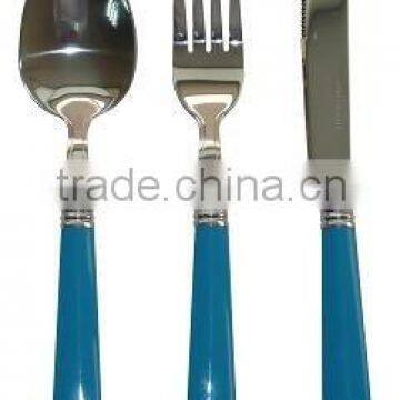 promotional blue stainless cultery with plastic handle